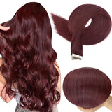 Burgundy Straight Tape-in Hair Extensions